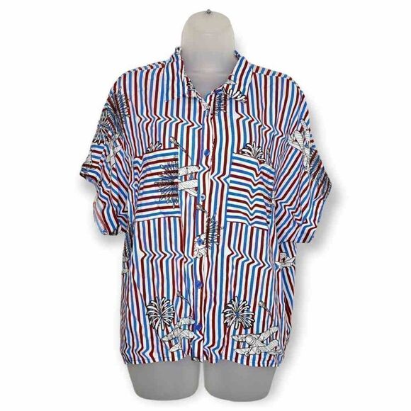 Lularoe Amy Striped Button Down Blouse size Medium - Picture 1 of 6